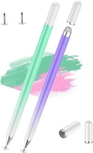 Stylus Pen for iPad LUNTAK Stylus Pens for Apple/iPhone/Ipad pro/Mini/Air/Android//Surface All Capacitive Touch Screens Universal with 4 Replacement Tips (2 Pcs Purple and Silver)