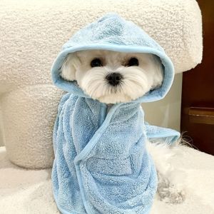CLARO Thickened Pet Bathrobe Quick Dry Super Absorbent Pet Drying Robe Wearable Pet Grooming Robe Pet Bath