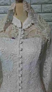 Set Kebaya Akad Nikah & Kebaya Brukat Kerah Syanghai Terbaru + Slendang Mutiara