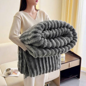 Chăn Lông Thỏ Kẻ Tăm Chất Liệu Mềm Mịn Size 2mx2m3 Hàng Nhập Khẩu Cao Cấp Nặng 15kg Dày Dặn