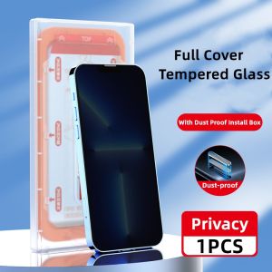 【Auto Dust-Elimination】Full Screen Protector With Auto Alignment Install Box For iPhone 17 16 15 14 13 12 Pro Max 17 Air 16 Plus Tempered Glass Privacy HD Dust Proof Protective Film