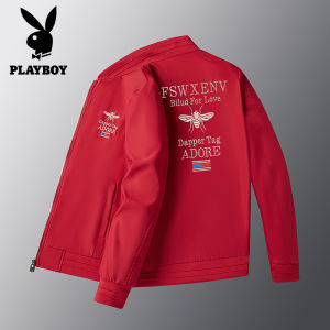 Playboy Châu Âu Và Hoa Kỳ Gió thêu hình con ong Mô Hình Bóng Chày Cổ Áo Khoác Ánh Sáng Sang Trọng Cá Tính Áo khoác jacket thời trang Của Nam Giới Nổ Áo Khoác