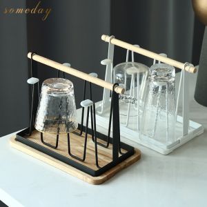 Kitchen Metal Utensils Cup Holder Stand Glass Mug Drinkware Drying Rack Shelf Organizer