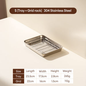 XTEN 2in1 Kitchen Stainless Steel Baking Tray for oven with Removable Cooling Rack Set BBQ Rack Baking Tool Food Tray
