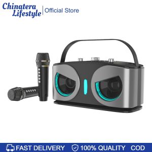 Portable Wireless Speakers with 2 Microphones Subwoofer Powerful Sound Box Rechargeable Battery for Adults Kids Home Party Gifts