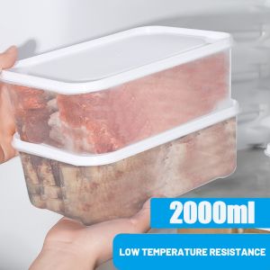 กล่องกล่องต้านแบคทีเรียแช่แข็งเนื้อแช่แข็งในตู้เย็น2000มล. ภาชนะบรรจุอาหารเกรดเฉพาะภาชนะบรรจุแบบปิดผนึก