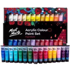 "Ready Stock" Mont Marte Acrylic Paint Acrylic Painting Set Signature Acrylic Color 36ml -18/24/36/48 colors