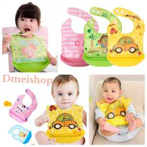 Celemek Karakter Bahan Silokon Slabber Bayi Plastik Waterproff Celemek Makan Bayi Slabber Bayi