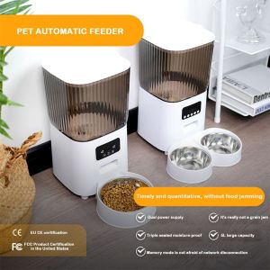 SECRETE AMBIENT LIGHT78SE0 รีโมทคอนโทรลไร้สาย เครื่องให้อาหารแมวอัตโนมัติ ที่ตั้งเวลาไว้ 5L ที่ป้อนอาหารแมว ซูพีเรีย ด้วยการควบคุมแอป เครื่องจ่ายอาหารแมว สำหรับแมวและสุนัข