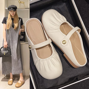 Soft-soled Toe Semi-slippers for Women To Wear New Maternity Shoes for Women with Half Support Single Shoes for Womens British Style Slippers