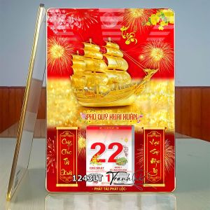 Lịch Tết gỗ Bloc 3d tráng gương Lịch Tết Nguyên Đán 2026 tráng gương treo tường – Lịch ngựa vàng Lịch Tài Lộc phần 25