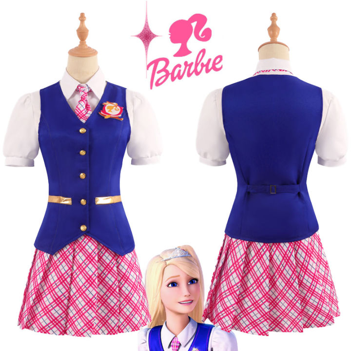 Movie Barbie Cosplay Dress Delancey College School Uniform Set