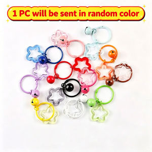 Colorful Transparent Pentagram Bell Binder Ring Keychain Korean Bag Accessory