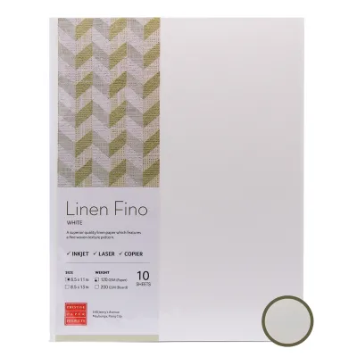 Linen Fino White Textured Specialty Paper 10 sheets per pack