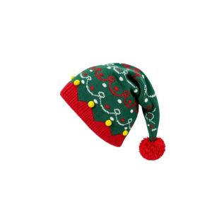 GAOSU Ấm áp Mũ Giáng Sinh Jacquard Màu sắc chắp vá đỏ xanh Mũ đan len Giáng sinh Cổ điển Quà tặng Mũ len dệt kim Phụ nữ