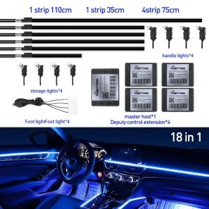 Full Color Streamer Car Ambient Lights RGB 64 Color Universal LED Interior Hidden Acrylic Strip Symphony Atmosphere Lamp