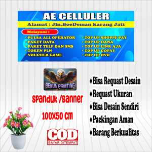 SPANDUK 100X50 KONTER CELLULAR BISA CUSTOM NAMA
