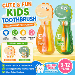 Kids Toothbrush Cute Dinosaur Set 0.12mm Bristles Childrens Deep Cleaning Toothbrush Safe PBT
