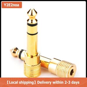 【Local shipping】 Gold 6.5mm Male Plug To 3.5mm Female Jack Stereo Headphone Audio Adapter Home Connectors Adapter Microphone 6.5mm To 3.5mm Audio Adapter Microphone Amplifier Conversion Head