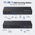 WAVLINK USB 4 Docking Station, 11-IN-1 Dual 4K Display USB-C Dock, 8K DP1, 4K DP2, 130W PD IN, 10Gbps USB3.1x3, 5Gbps USB3.0x2, Gigabit RJ45, Plug & Play on Windows/Mac OS, Work with TBT3/4 Laptops. 