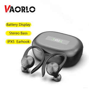 VAORLO Sports Bluetooth Wireless Headphones with Mic IPX5 Waterproof Ear Hooks Bluetooth Earphones HiFi Stereo Music Gym Smartphone Earbuds for Phone