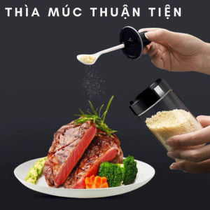 Hủ Đựng Gia Vị Thuỷ Tinh Kèm Thìa Múc Tiện Lợi Gọn Gàng Nhà Bếp