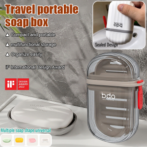 Portable Soap Box For Travel Leak-proof Plastic Soap Dish Sealed Drainable Soap Box With Lid [German Red Dot Design Award]