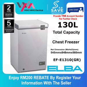 [ Save 4.0 ] Elba 130L Chest Freezer Refrigerator 1 Door/Peti Ais Beku 1 Pintu (R1380) Peti Sejuk Murah/Fridge/冷凍 冰箱 EF-R1380(GR)