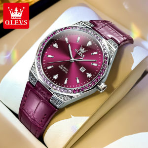 OLEVS wristwatch for women fashionable and elegant original product quartz leather relo for women full circle colored diamond dial design exquisite and casual watch for women