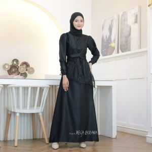 Saukia Dress Brukat Mewah Remaja Dewasa Wanita / Gamis Fashion Seragam Pakaian Pesta Kondangan Jumbo Termurah
