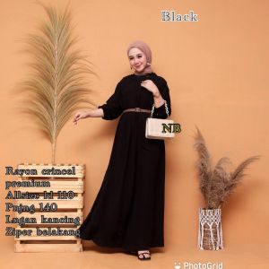 NAILA Baju gamis Dewasa Musim Jumbo Polos Bahan Cringkle Airflow Adem Tebel dan Lembut Busui Frendly