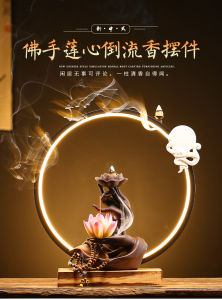 Ceramic Backflow Buddha Incense Burner Chinese Sandalwood Incense Holder Waterful Incense Cone Burner 佛手倒流香炉 倒流香 陶瓷香炉 香爐