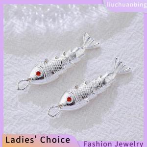 [COD] liuchuanbing Jewellery Chinese Style Metal Fish Shaped Charms Pave Red Zircon Pendants For DIY Necklace Bracelet Earrings Jewelry Making Accessories