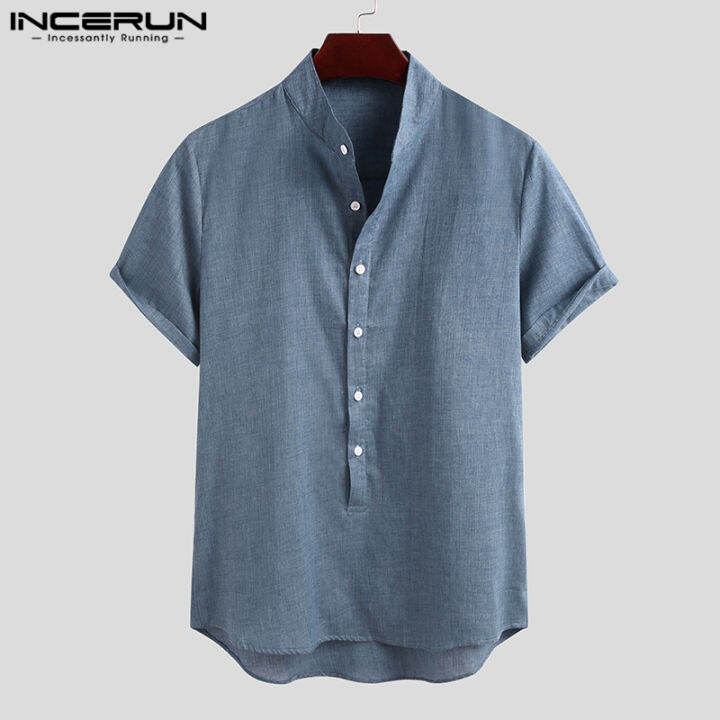 Medussa INCERUN Men Casual Cool Shirt Short Sleeve Linen Retro Summer ...