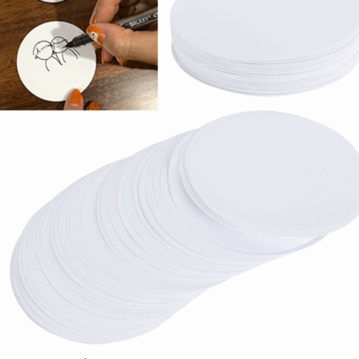Paper Badgee BK6H 100pcs Pre-Cut Circles Blank Badge Paper Lightweight White Circle ...