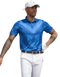 Mens Sublimation Print Golf Polo Shirts Quick Dry Moisture Wicking Breathable Stretch Summer Short Sleeve Casual Daily T-Shirts