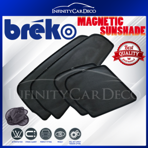 Honda City 2014 - 2018 (4pcs) BREKO SHADES 100% High Quality Fully Magnetic Plug and Play 98% UV Proof Car Sun Shade Sunshade