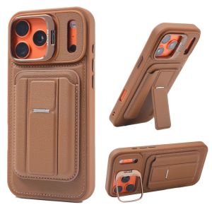 Leather Wallet Phone Case Built‑in 4 Card Slots Kickstand Plating Camera Frame Shockproof Cover For Phone