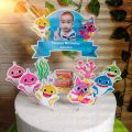 Topper Baby Shark Custom Foto untuk Hiasan Kue Ulang Tahun / Ultah Anak Karakter (Toper Custom). 