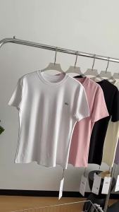 original ALO Summer New Womens Casual Solid Color Round Neck Letter Print Short Sleeve T Versatile cotton slim-fit short-sleeve shirt in stock