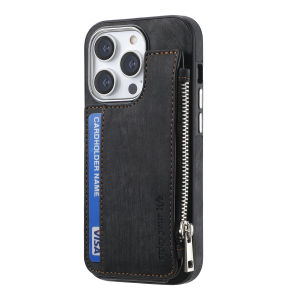 Wireless Charging Magnetic Zipper Wallet Leather Case For iPhone 14 Pro Max 13 12 For Magsafe Card Solt Coin Purse Bag Cover
