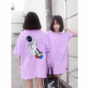 [HCM]Áo thun nam nữ form rộng Hàn quốc in hình Phi Hành Gia Độc Đẹp vải dày mịn mát đường may sắc sảo không phai màu không dính giặt ( TÍM )