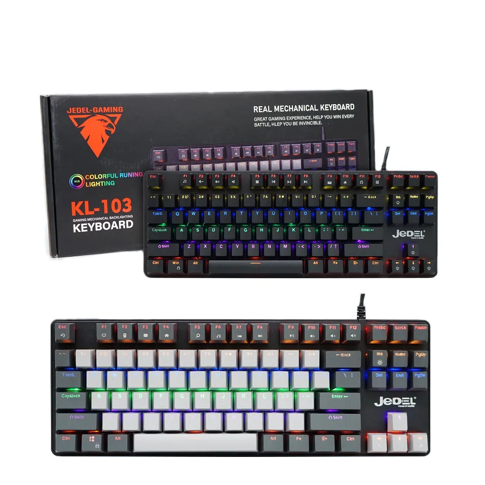 Bàn Phím Cơ Gaming Keyboard JEDEL KL-103 Black-Grey Chính hãng (Phím cơ, 87  key, Blue Switch, 8 chế độ Led) | Lazada.vn
