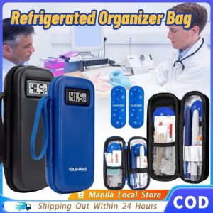 Insulin Cooler Travel Case With Thermometer Display Diabetic Cooler Medication Refrigerated Insulin Pen Organizer Bag