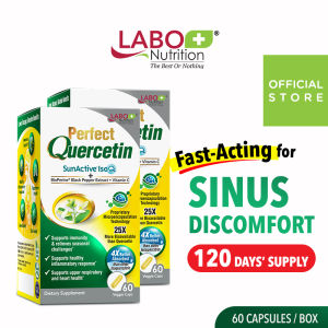 [2 Boxes] LABO Nutrition Perfect Quercetin for Immune Lung Respiratory Sinus Nose Congestion Allergy Brain Heart Fatigue Health Itchy Eye Hay Fever Relief Natural Antihistamine Support Brain Heart Gut Gout Supplement • Made in Japan • 60 Veggie Caps