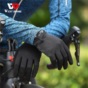 WEST BIKING Bike Gloves Outdoor Cycling Racing Motorcycle Gloves Full Finger MTB Gloves Touch Screen Non-Slip Silicone Palm Rest
