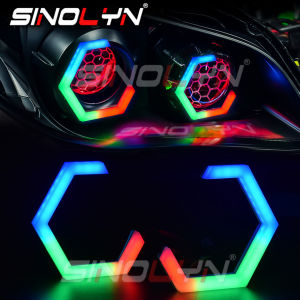 Sinolyn Dynamic Revolving Angel Eyes Hex Cotton LED Bluetooth -compatible Wireless APP Sequential Flowing Halo Rings 70/80/86/90