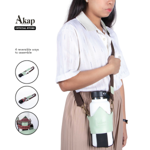 AKAP Botella 1.0 in Mint Vegan Leather Reversible Water Tumbler Carrier