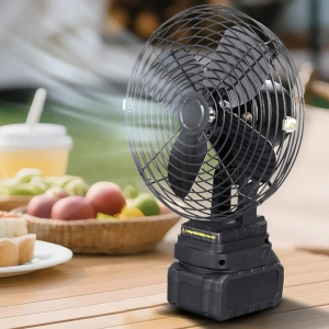 Portable folding four-blade metal desktop rechargeable mobile fan 48V lithium battery fan for outdoor camping power outage emergency