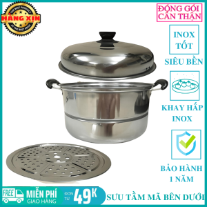 [GIÁ SỈ-SIÊU TỐC 2H] [DÙNG ĐƯỢC BẾP TỪ] Nồi inox 21cm thân cao kèm xửng hấp inox cách thủy tiện lợi cao cấp